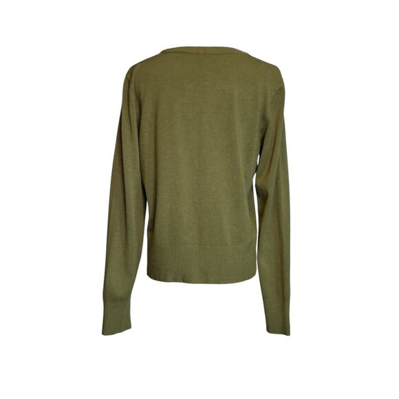 Green long sleeves button cardigan sweater size Large - Picture 2 of 12